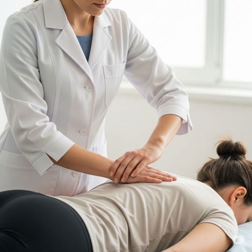 Fisioterapeuta realizando terapia manual em paciente